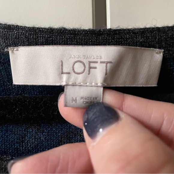 LOFT Grey and Blue Leopard print Sweater Dress - Picture 10 of 12